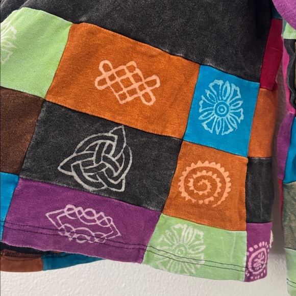 Rising International Full Zip Patchwork Multicolor Embroidered Hoodie Boho Large - Picture 6 of 6